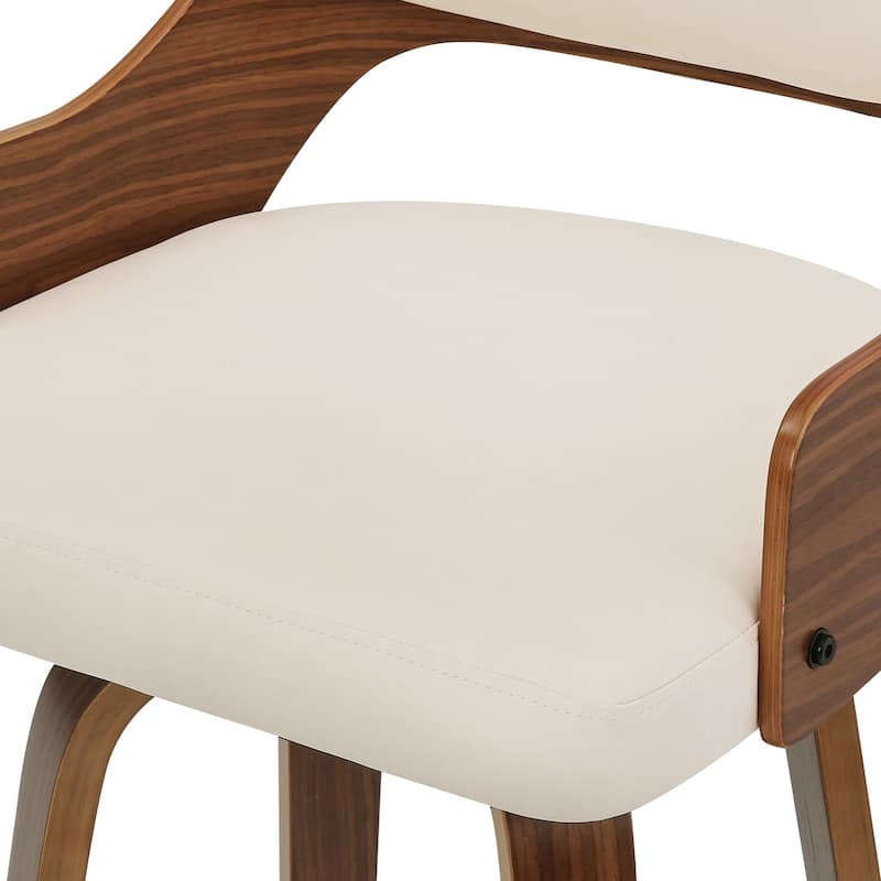 Set of 2 Modern Swivel Bar Stools with Curved Wood Back Upholstered Armrest Counter Stool