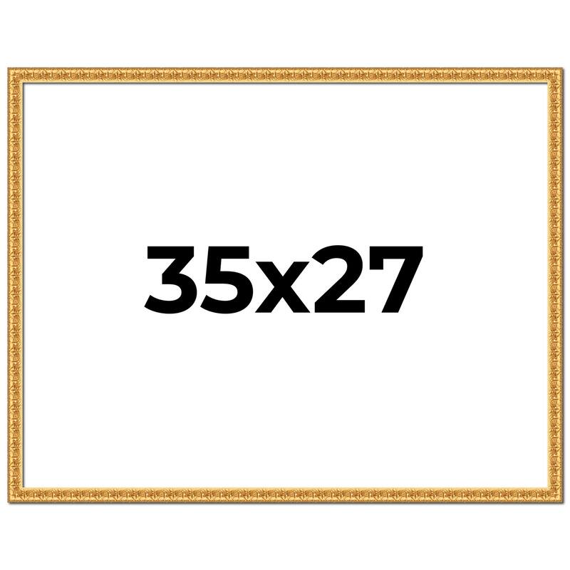35x27 Frame Gold Real Wood Picture Frame Width 1 inches | Interior