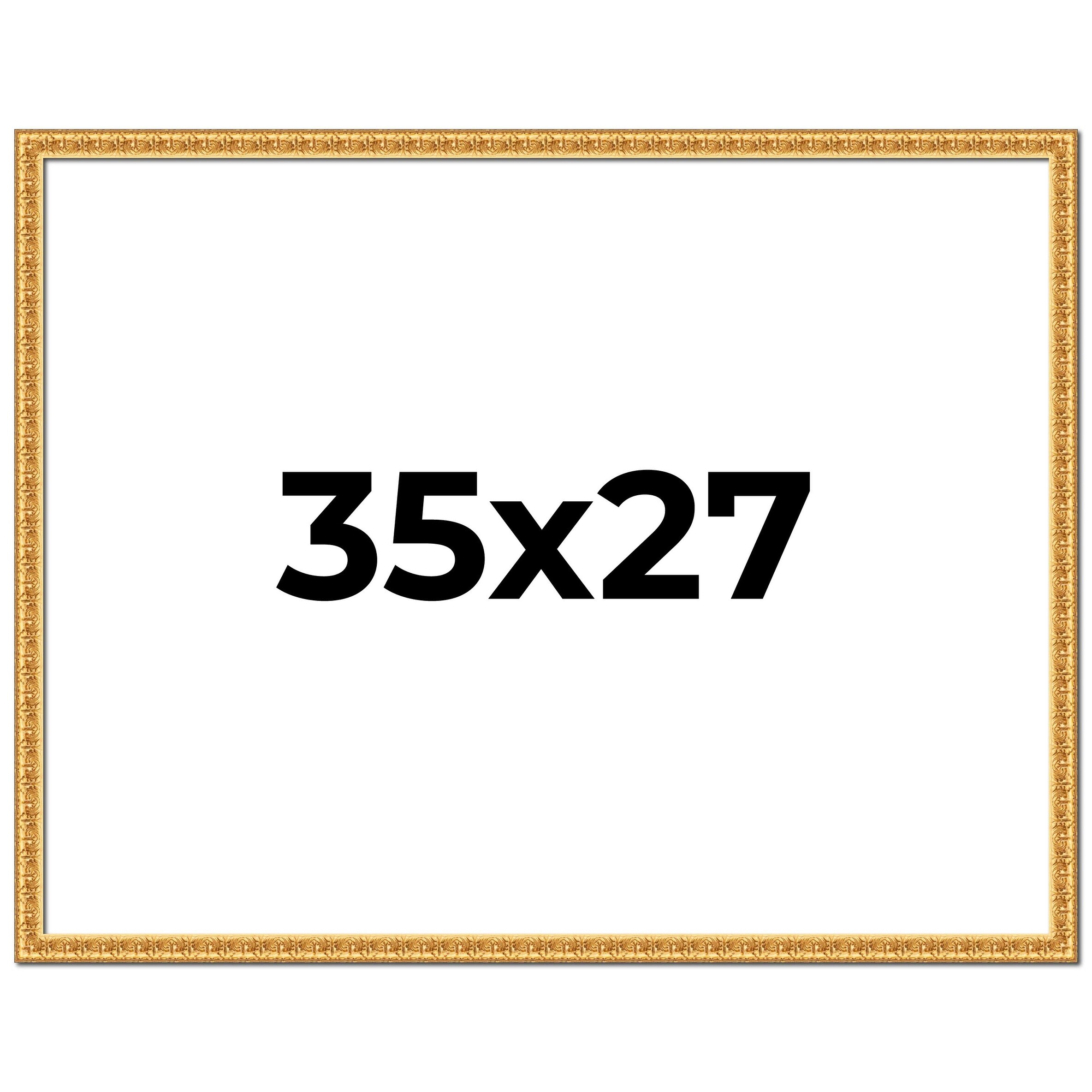 35x27 Frame Gold Real Wood Picture Frame Width 1 inches | Interior