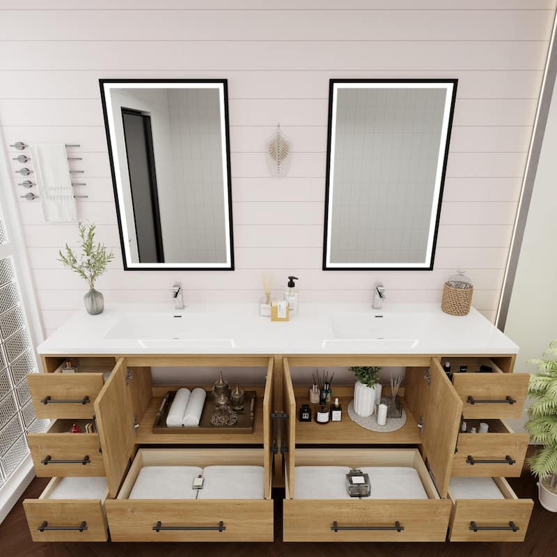 Victoria 84'' Freestanding Vanity with Double Reinforced Acrylic Sink - 83.5