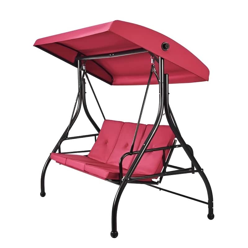 3-Seat Outdoor Swing Chair with Canopy and Cushions for Patio or Porch - 72.8"×46.1"×46.1"