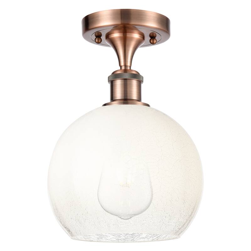Innovations Lighting 516-1C-11-8 Brookhaven Globe Semi-Flush - Antique Copper / Opal