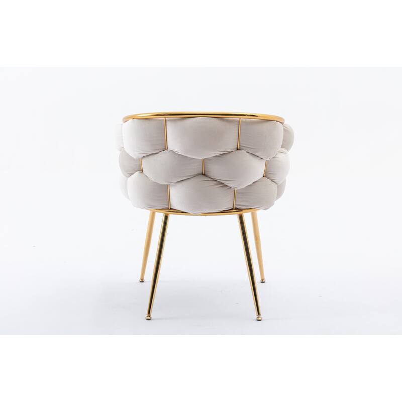 Beige Modern 28.7" Velvet Upholstered Accent Chairs with Gold - Plated Metal Legs (Set of 2)