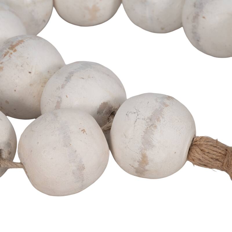 Sagebrook Home 32" Wooden Large Bead Garland with Tassels - Contemporary Mango Wood