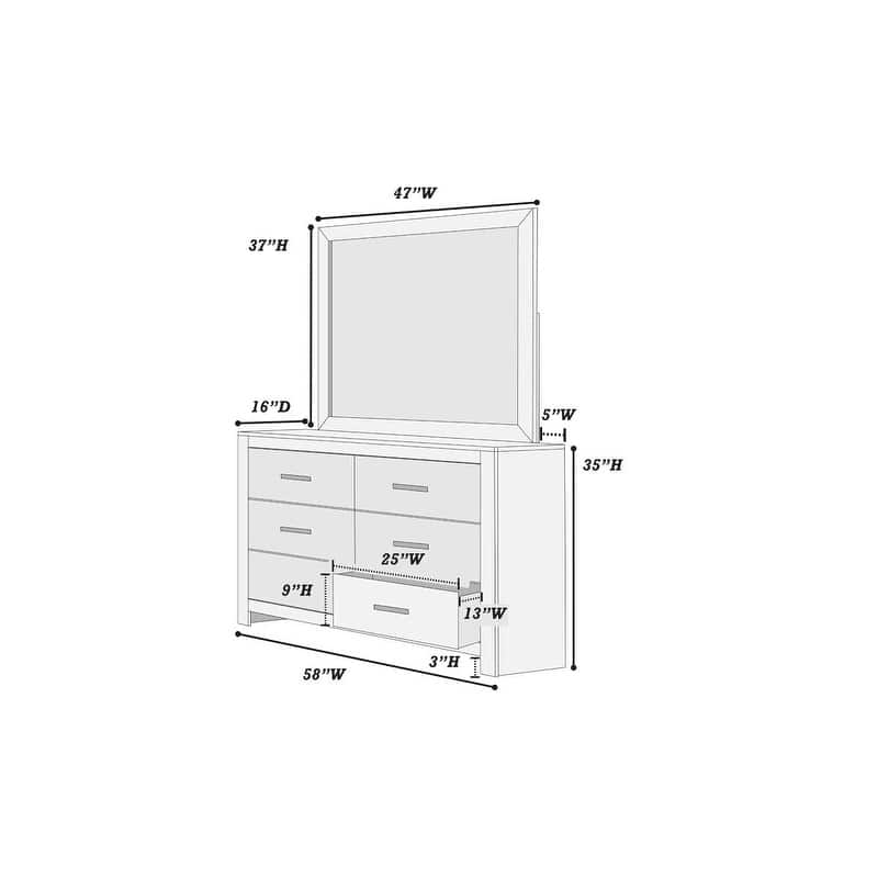 Modern Style 4pc Bed Set Upholstered Platform Bed Sleek Handles Light Gray Finish Bedroom Furniture