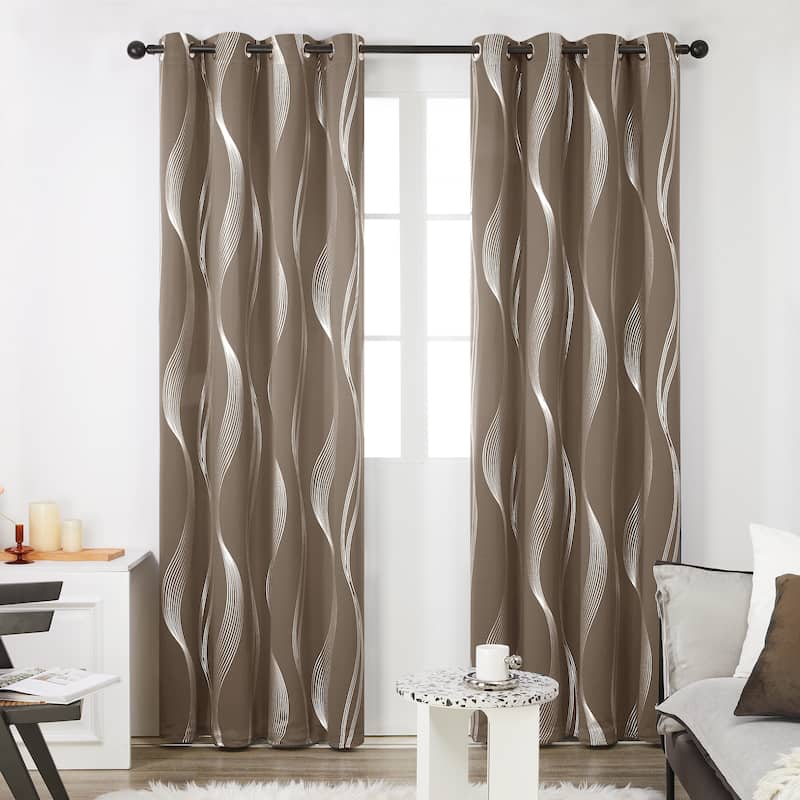 Deconovo Silver Wave 52 Width Curtain Panel Pair (2 Panel) - W52"x L54" - Khaki