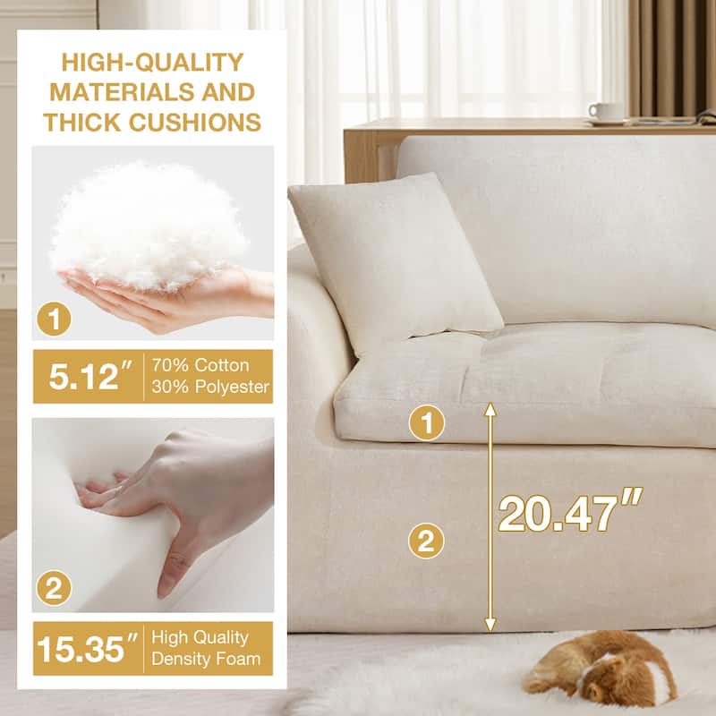 Anmytek 110 Inch Cloud Sectional Couch Upholstered L Shape Modular Sofa with Movable Ottoman Deep Seat