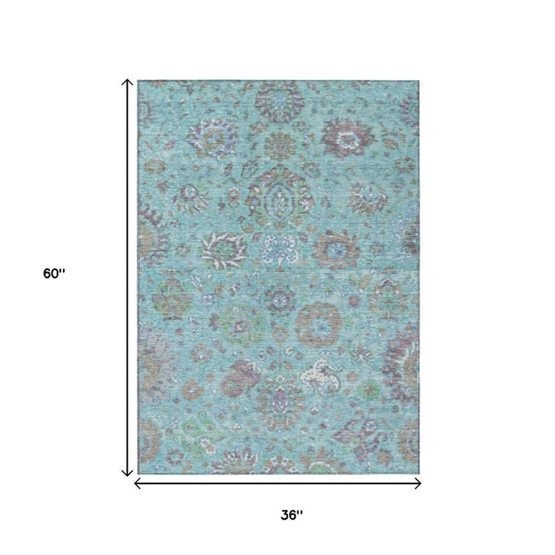 HomeRoots Floral Traditional Rectangle Outdoor Rug