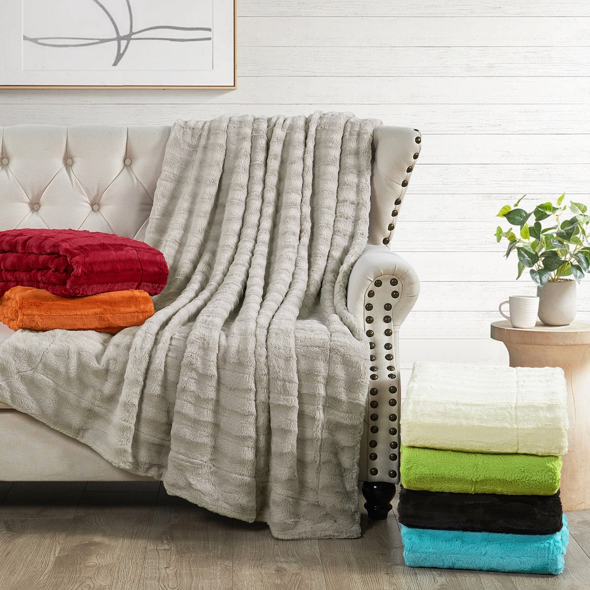 Oversized Derby Double Sided Fauxfur Throw