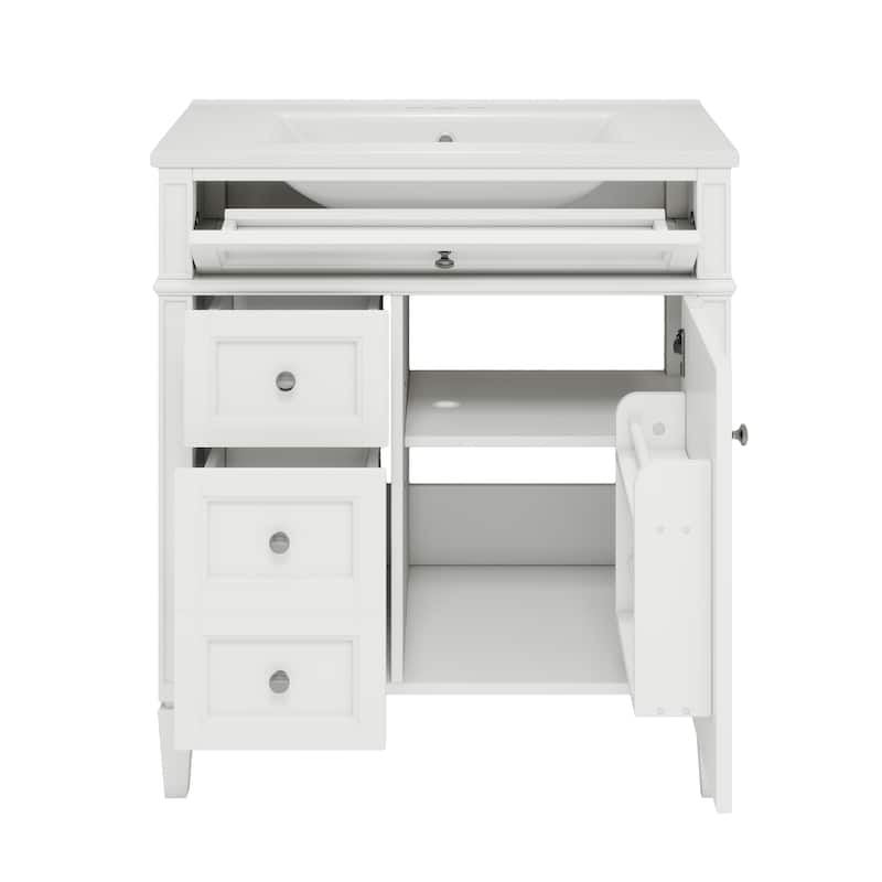 30'' MDF Bathroom Vanity with Top Sink and Storage Cabinet - 30" x 18"