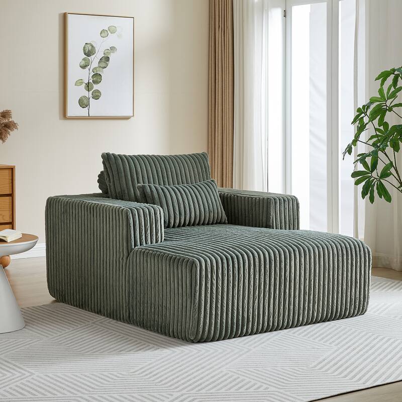 62.5-Inch Corduroy Modular Sleeper Sofa Bed with Removable Footrest