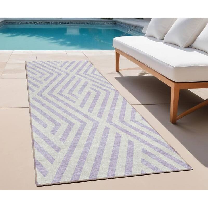 Alnara Abstract Shapes Weather Resistant Versatile Elegance Outdoor Rug - 8' Runner - Multi