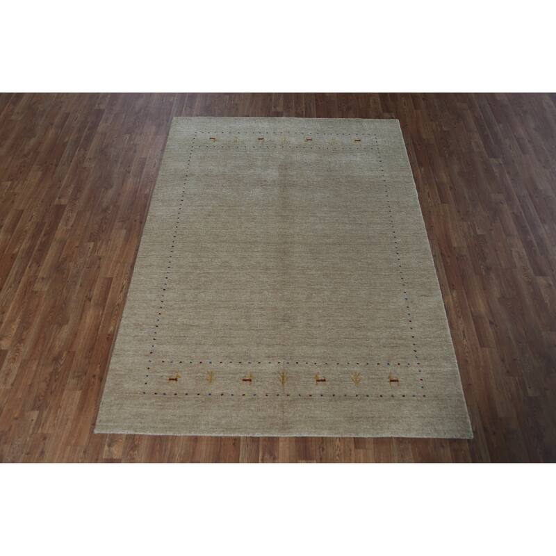 Gabbeh Indian Area Rug Hand-Knotted Bedroom Wool Carpet - 5'5" x 7'6"