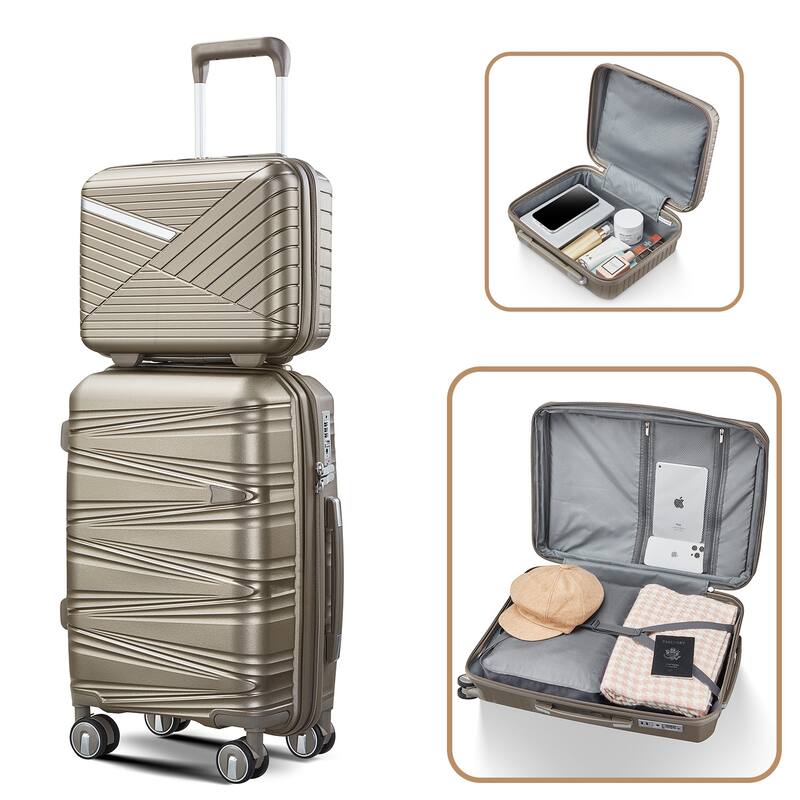 Luggage 4 Piece Sets(14/20/24/28), Carry on Hard Shell Lightweight Expandable Suitcase Set with Spinner Wheels & TSA Lock