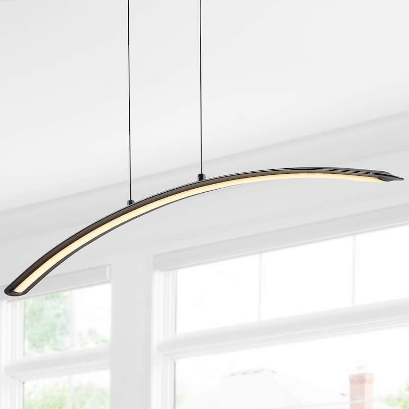Nathaniel 41.5" Dimmable Adjustable Integrated LED Metal Linear Pendant, by JONATHAN Y