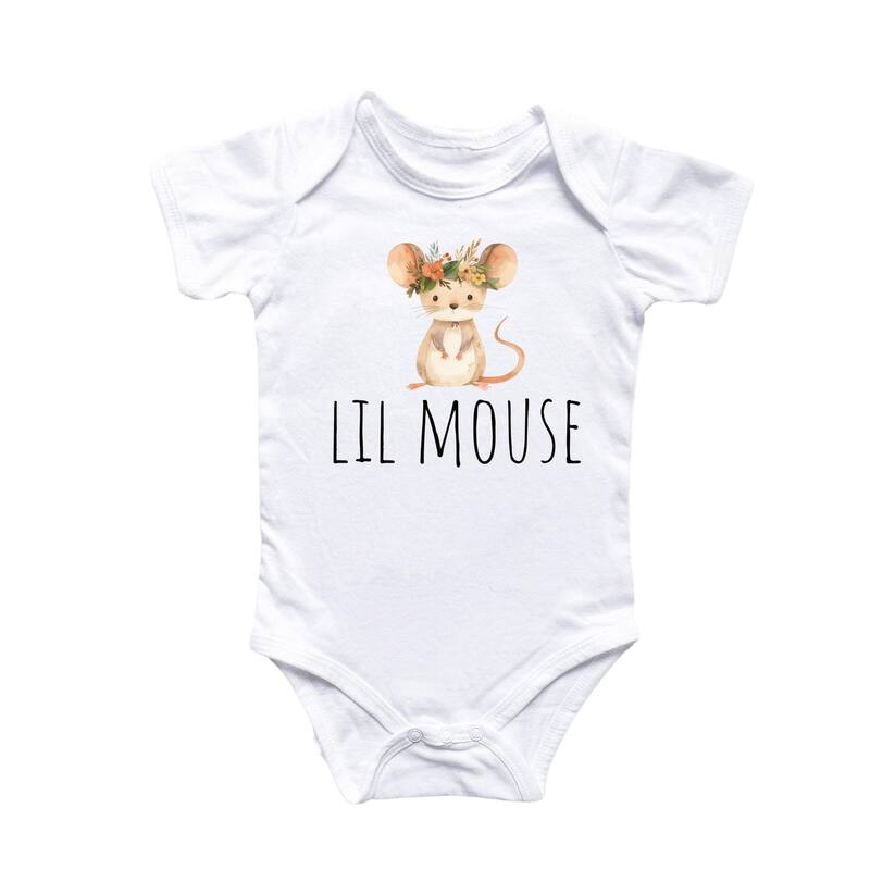 Little Mouse - Baby Boy Girl Clothes Infant Bodysuit Funny Cute Newborn - White - 3-6M