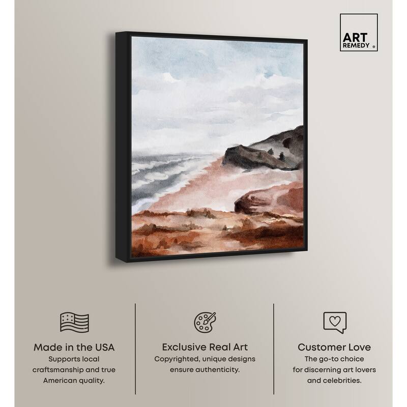 Art Remedy Close To The Harbour Framed Landscape 1 Piece Canvas Wall Art Watercolor Style