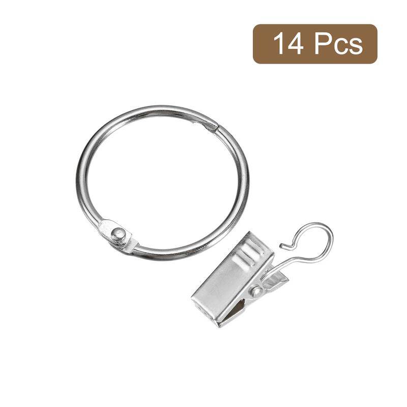 Curtain Rings with Clips, 14pcs - Curtain Clip Rings Hooks