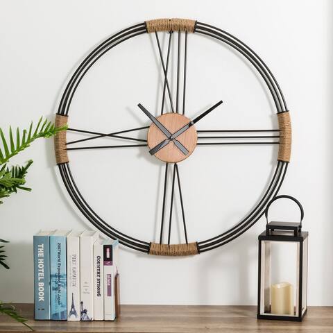 Glitzhome Oversized Farmhouse Modern Metal Artistic Wall Clock
