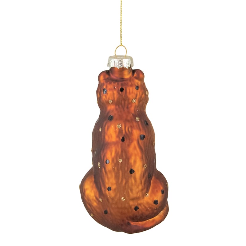 4" Orange and Black Glass Lion Christmas Ornament