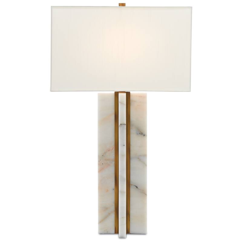 Currey & Company Khalil Marble Table Lamp - 32.5"h x 19"w x 12"d - 32.5"h x 19"w x 12"d - Marble/Antique Brass