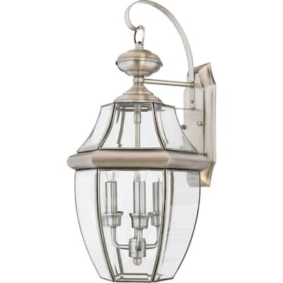 Newbury 3-Light Outdoor Wall Lantern in Pewter