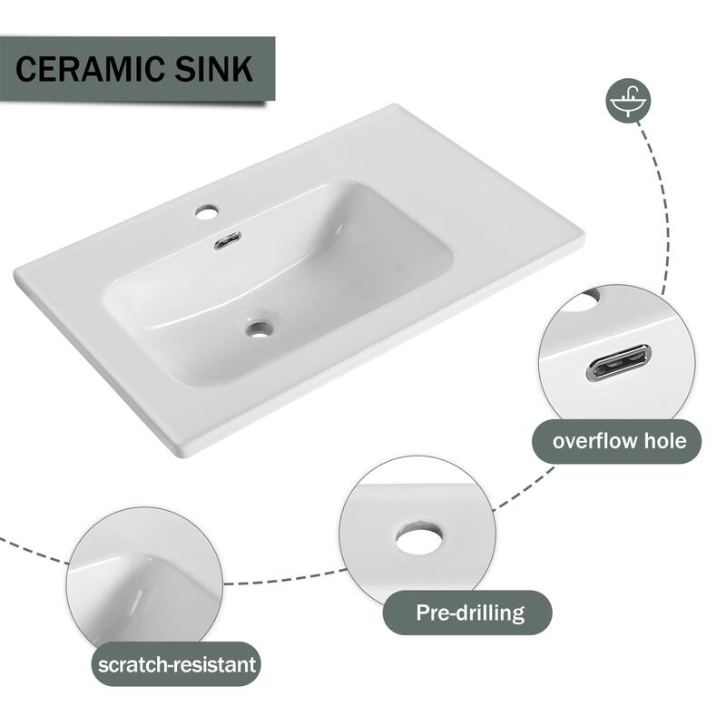 Floating Wall-Mounted Bathroom Vanity With Single Sink