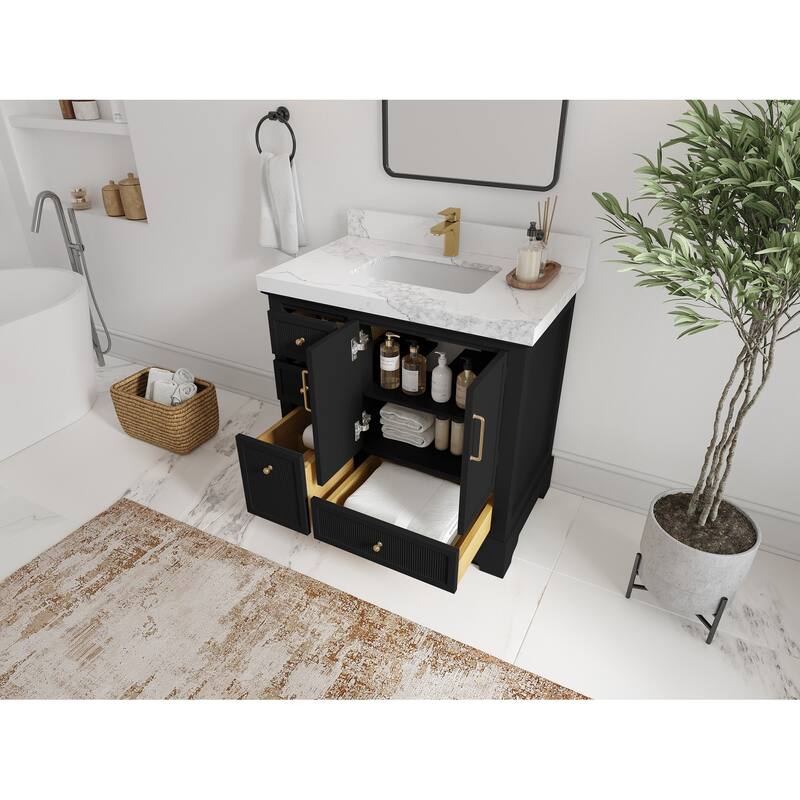 Willow Collections 36 in. W x 22 in. D Alys Center Sink Right Bathroom Vanity with Countertop