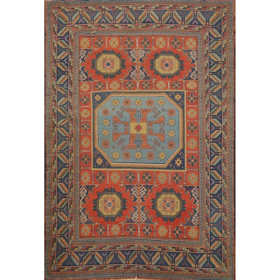 Hand Knotted Oriental 100% Wool Carpet Traditional Tribal Oranges & Rust Kazak Area Rug - 6' 9'' X 4' 11''