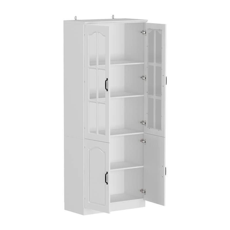 Kitchen Cabinet Clear Visibility Tempered Glass Showcase Combo Cabinet