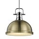 preview thumbnail 15 of 18, Duncan 1-light Hanging Dome Pendant with Rod Chrome with Aged Brass
