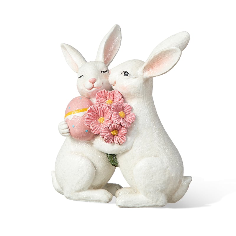 Glitzhome Easter Resin Bunny Table Decor Rabbit Figurines Lovely Gifts