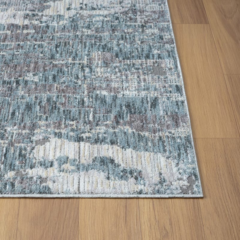 Reeves Modern Abstract Gray/Blue Performance Indoor Area Rug by Sevita