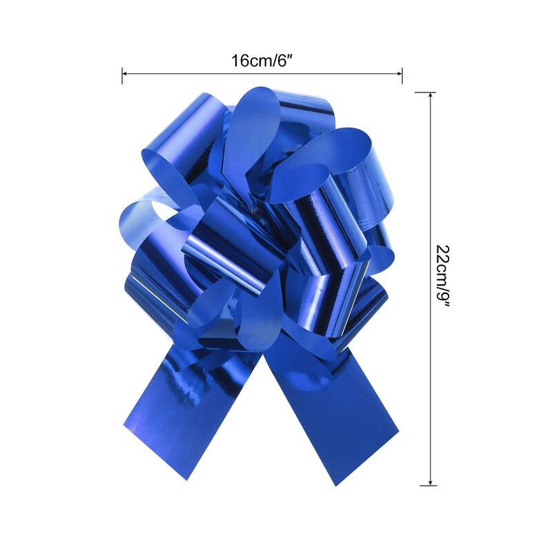 10pcs Metallic Large Big Pull Bow Gift Wrapping Bows Ribbon for Decor - Blue - 6 inch