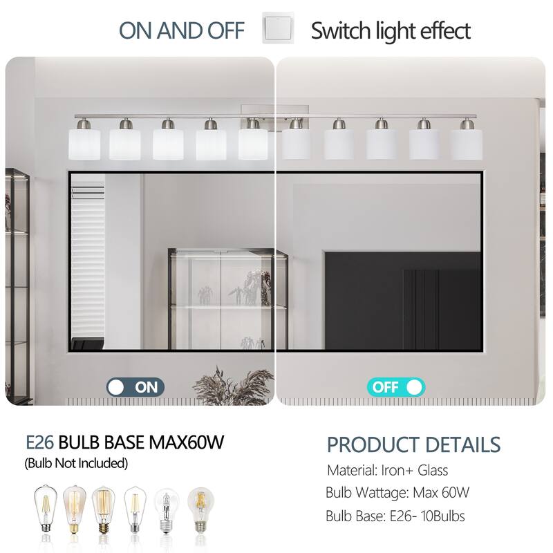 10-Light Bathroom Vanity Lights Over Mirror, 65.4 inch Vanity Lights Fixtures with Glass Shades Modern Vanity Lights