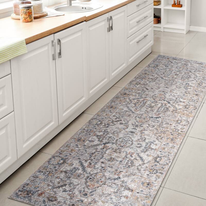 JONATHAN Y Amoeba Rustic Border Low-Pile Machine-Washable Area Rug