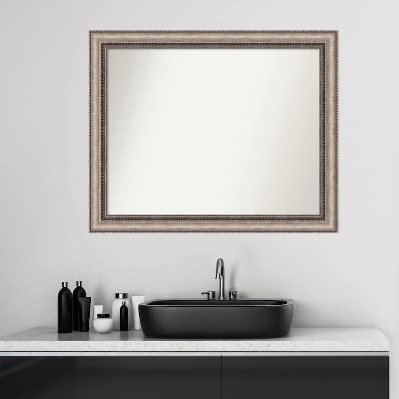 Non-Beveled Bathroom Wall Mirror - Lyla Ornate Silver Frame