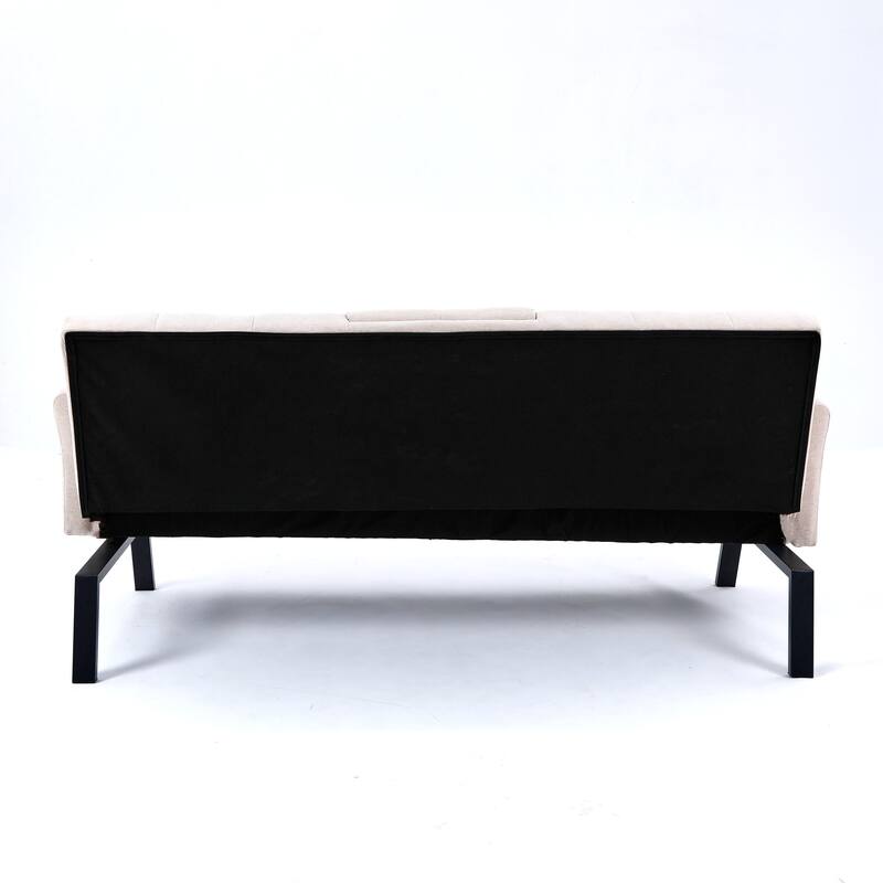 70-inch multi-functional cotton and linen sofa bed: foldable + cup holder + side storage