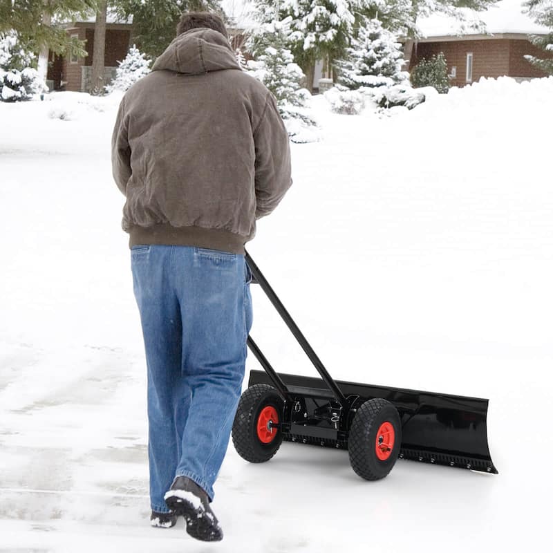 Costway 36" Snow Shovel Pusher with 10" Inflatable Wheels Adjustable - See Details