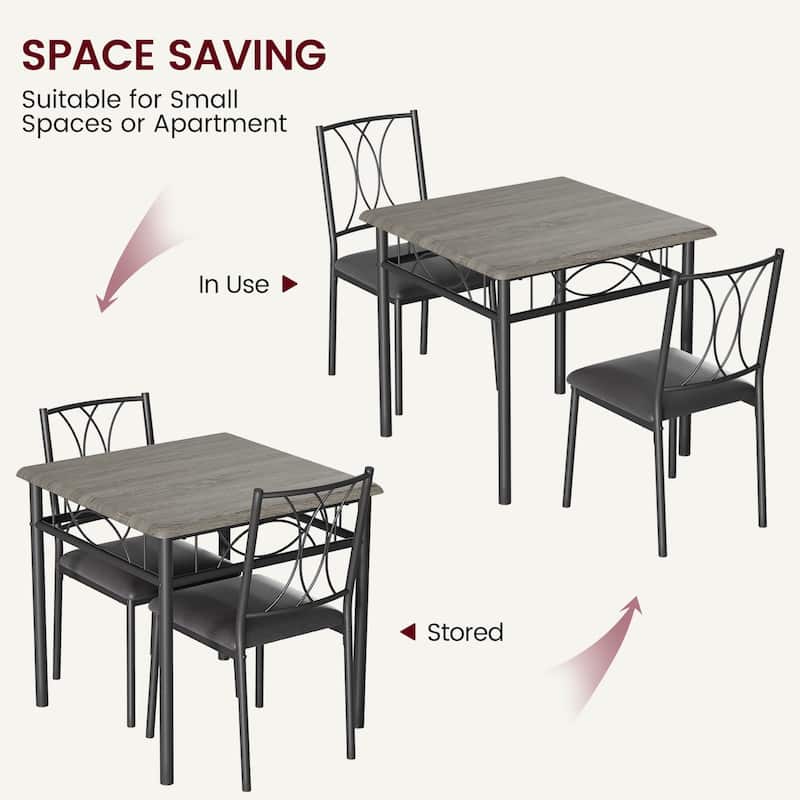 Dining Table Set for 2, Kitchen Table and Chairs, Square Dining Room Table Set , 3 Piece Dining Table Set , Rustic Brown