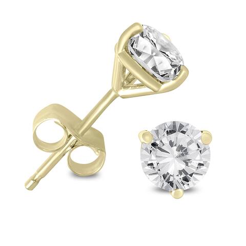 Marquee Jewels 14K Yellow Gold 1/2 Carat TW AGS Certified Martini Set Round Diamond Solitaire Earrings (K-L, I2-I3)