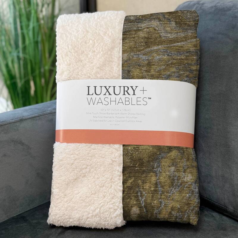 Premium Machine Washable Abstract Contemporary Sherpa Throw Blanket