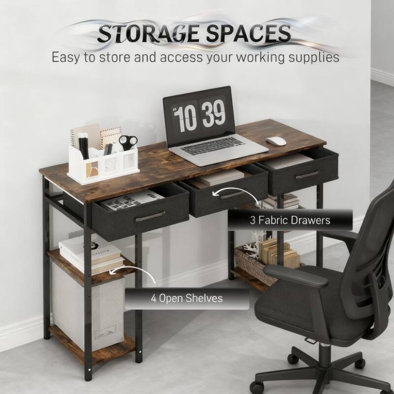 Writing Desk, Home Office Desk with Adjustable Shelves,For Home and Office