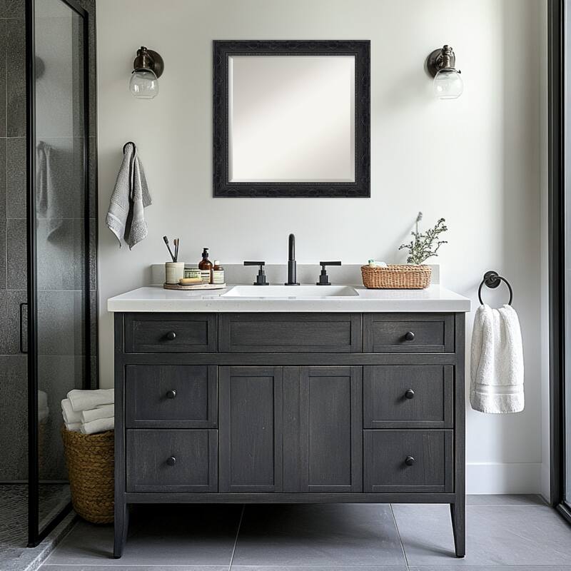 Filigree Beveled Framed Bathroom Vanity Wall Mirror