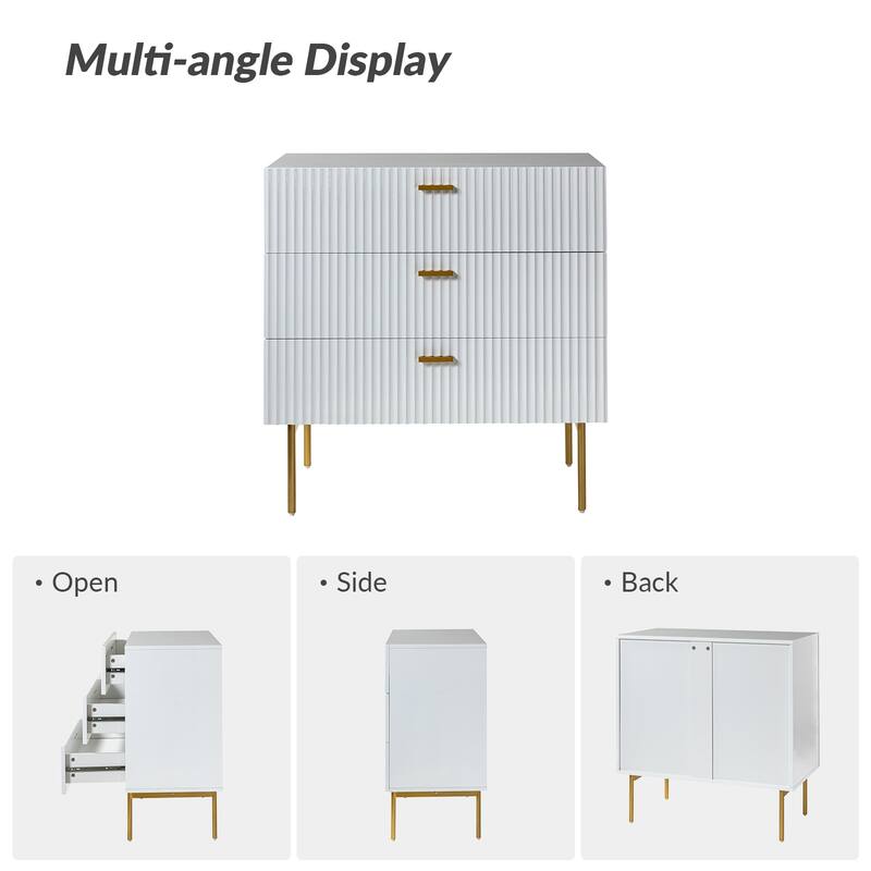 Gilb Modern 3-Drawer Dresser Nightstand with Metal Legs by HULALA HOME