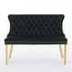 preview thumbnail 2 of 72, Velvet Double Dining Loveseat Bench, 2-Seat Tufted Bench w/Handmade Buttons, Wing Back, Gold-Plated Steel Legs, Single Pack