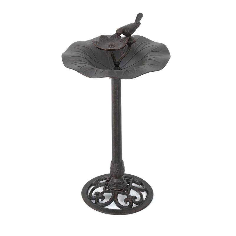 Roomfitters Lancaster Outdoor Aluminum and Iron Top Bird Bath with Stable Iron Base, Bronze