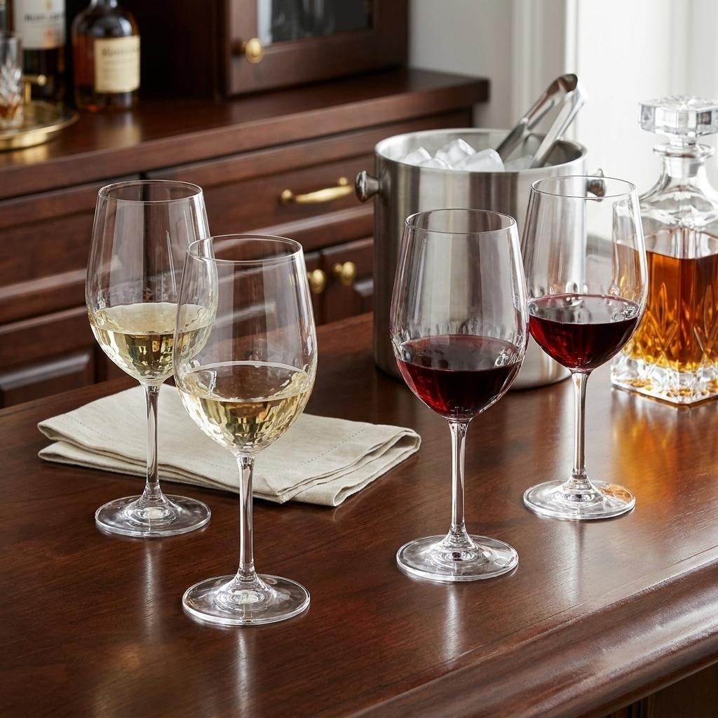 HomeRoots Set of Four Clear Tritan Plastic Stemmed All Purpose Wine Glass