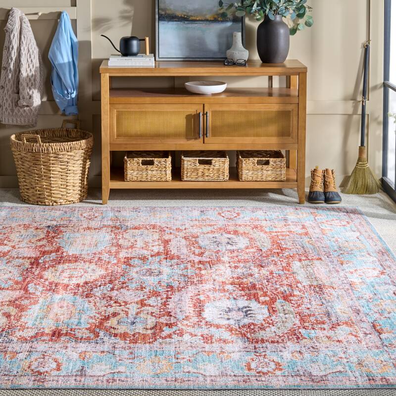 Martha Stewart Raminta Machine Washable & Slip Resistant Rug - 9' x 12' - Turquoise/Rust