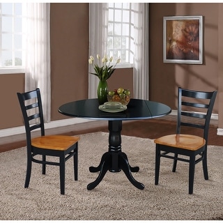 42 in Dual Drop Leaf Dining Table with 2 Dining Chairs - 3 Piece Dining ...